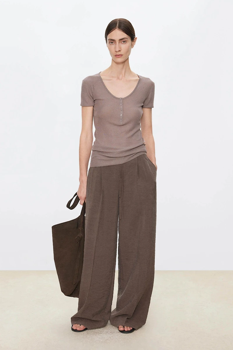 Silk Cooling Drawstring Straight Pants