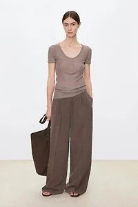 Silk Cooling Drawstring Straight Pants
