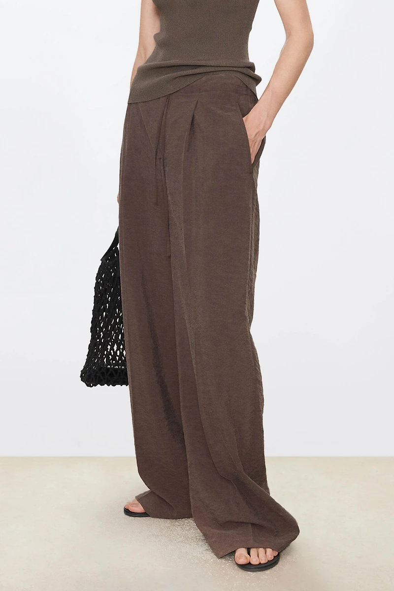 Silk Cooling Drawstring Straight Pants