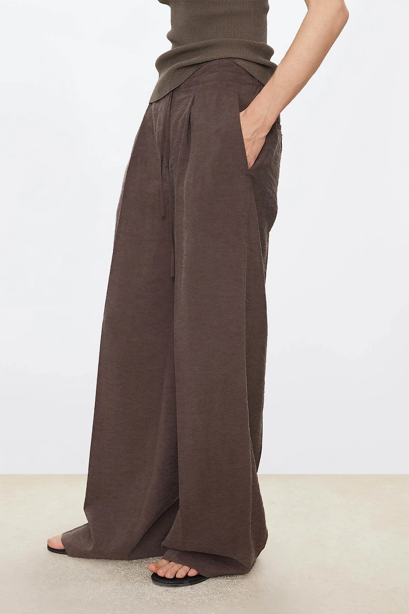 Silk Cooling Drawstring Straight Pants