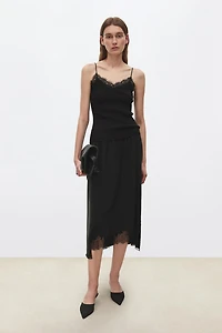 Silk-Cotton Lace Trim Camisole