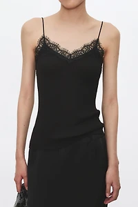 Silk-Cotton Lace Trim Camisole