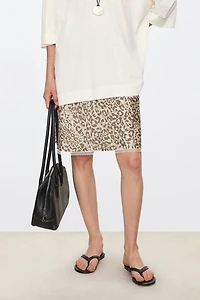 Silk Printed Lace Trim Skirt