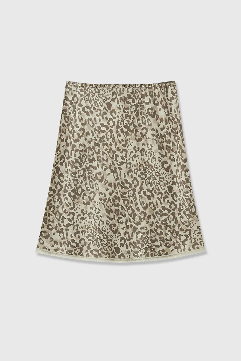 Silk Printed Lace Trim Skirt
