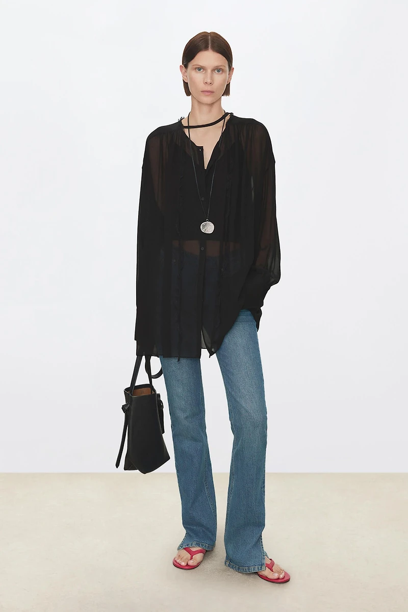 Silk Sheer Lace Blouse