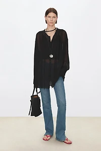 Silk Sheer Lace Blouse