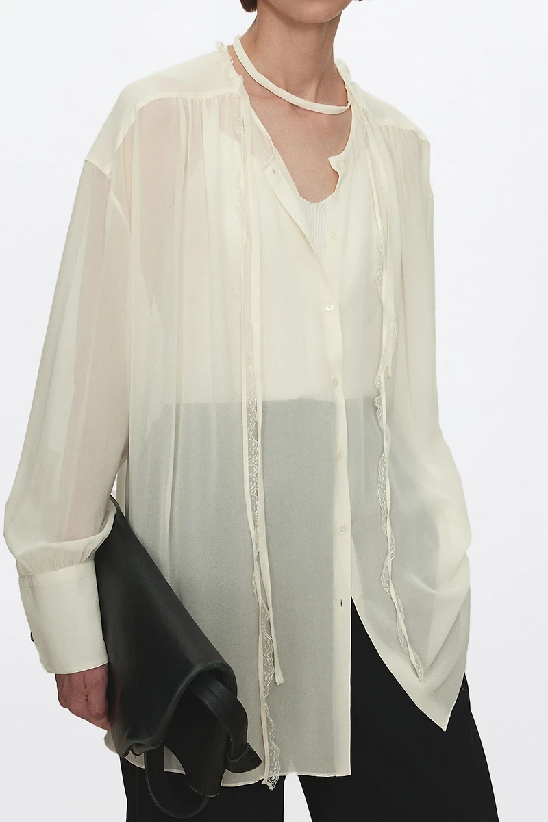 Silk Sheer Lace Blouse