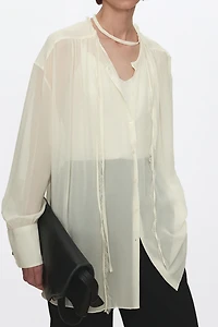 Silk Sheer Lace Blouse