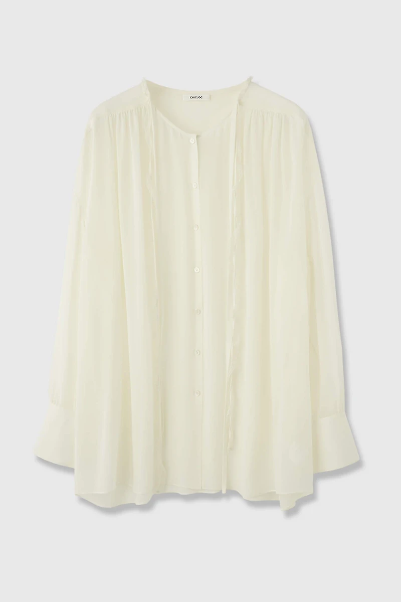 Silk Sheer Lace Blouse