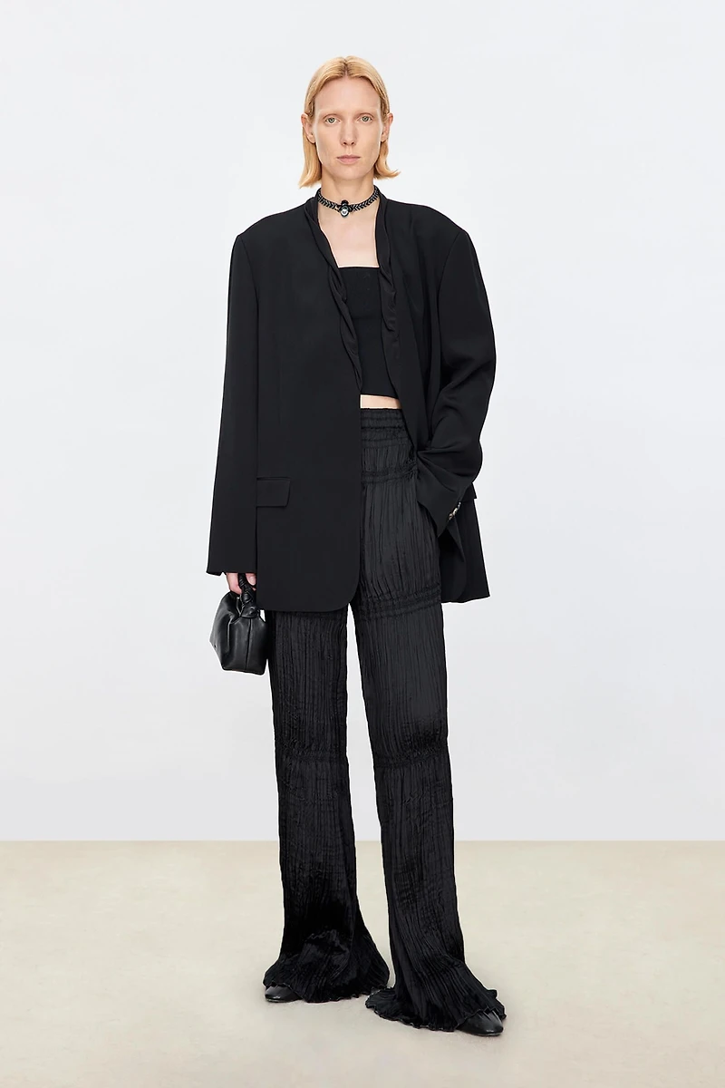 Silky Matte Pleated Wide-Leg Pants