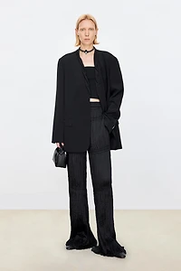 Silky Matte Pleated Wide-Leg Pants
