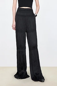 Silky Matte Pleated Wide-Leg Pants