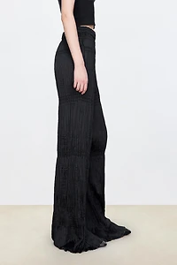 Silky Matte Pleated Wide-Leg Pants