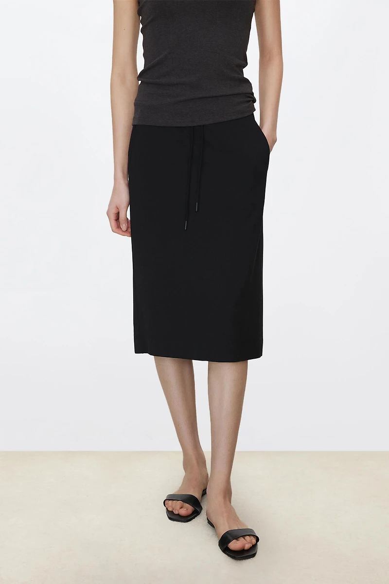 Slim Acetate Air Layer Midi Skirt