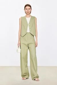 Slub Cotton Linen Oversized Blazer Vest
