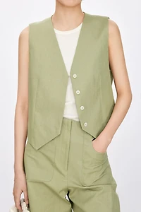 Slub Cotton Linen Oversized Blazer Vest