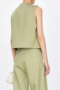 Slub Cotton Linen Oversized Blazer Vest