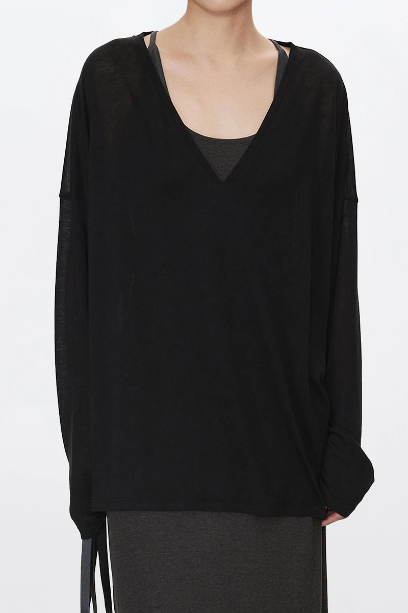 Soft Draping Tencel Wool Knit Top