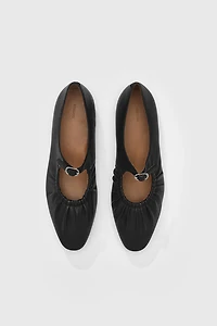 Spain Lamb Suede Hand-Pleated Ballet Flats