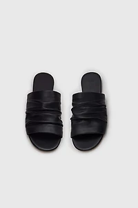 Spanish Lambskin Ruched Slide Sandals