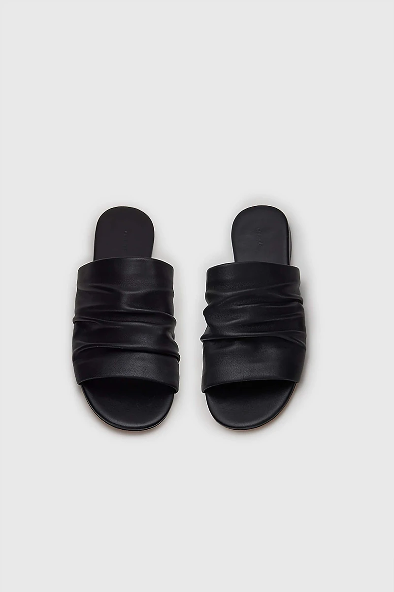 Spanish Lambskin Ruched Slide Sandals