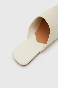 Spanish Lambskin Suede Square-Toe Mules
