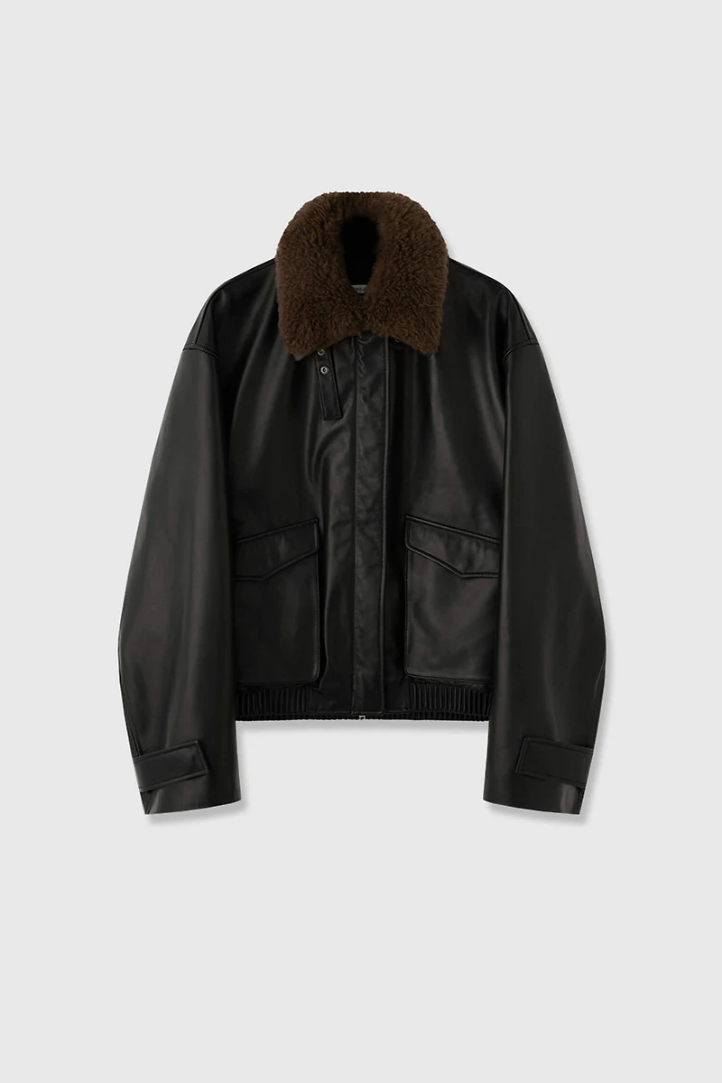 Spanish Detachable-Collar Sheepskin Jacket