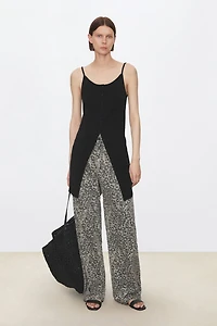 Stretch Cotton-Linen Gauze X-Shaped V-Slit Cardigan