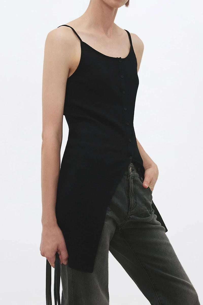 Stretch Cotton-Linen Gauze X-Shaped V-Slit Cardigan