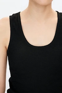 Stretch Knit Built-In Bra U-Neck Tank Top