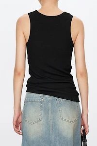 Stretch Knit Built-In Bra U-Neck Tank Top