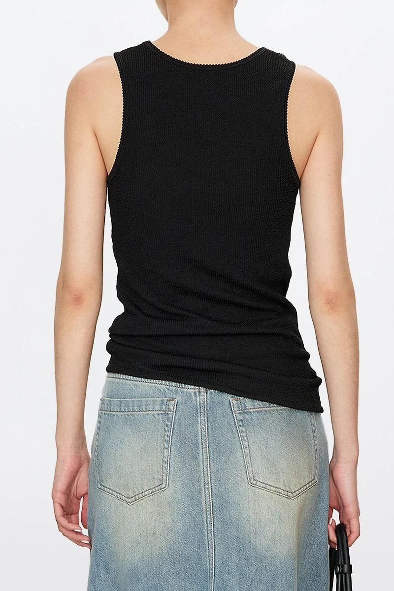 Stretch Knit Built-In Bra U-Neck Tank Top
