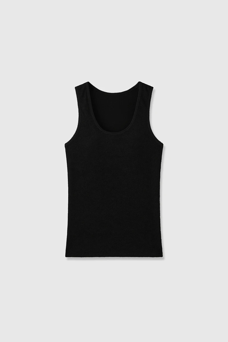Stretch Knit Built-In Bra U-Neck Tank Top