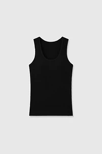 Stretch Knit Built-In Bra U-Neck Tank Top