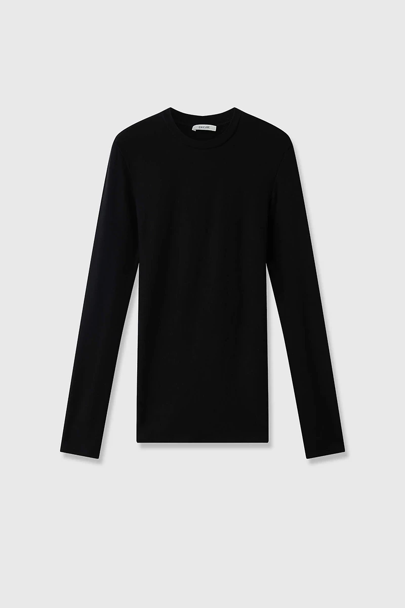 Stretch Wool-Silk Blend Top