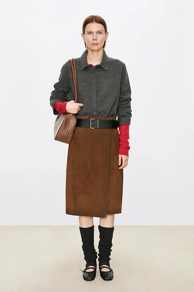 Suede Chamois Wrap Skirt