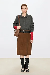 Suede Chamois Wrap Skirt