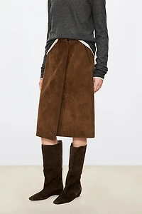 Suede Chamois Wrap Skirt