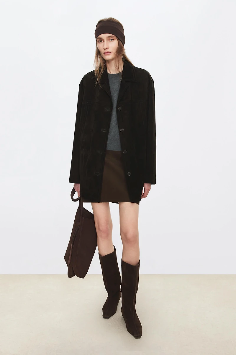 Suede Lambskin Notch Lapel Jacket