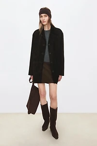 Suede Lambskin Notch Lapel Jacket