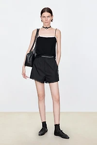 SUPIMA Cotton Lace Trim Gathered Shorts