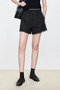 SUPIMA Cotton Lace Trim Gathered Shorts