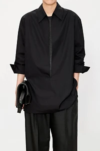 SUPIMA Cotton Poplin Deep V-Neck Shirt