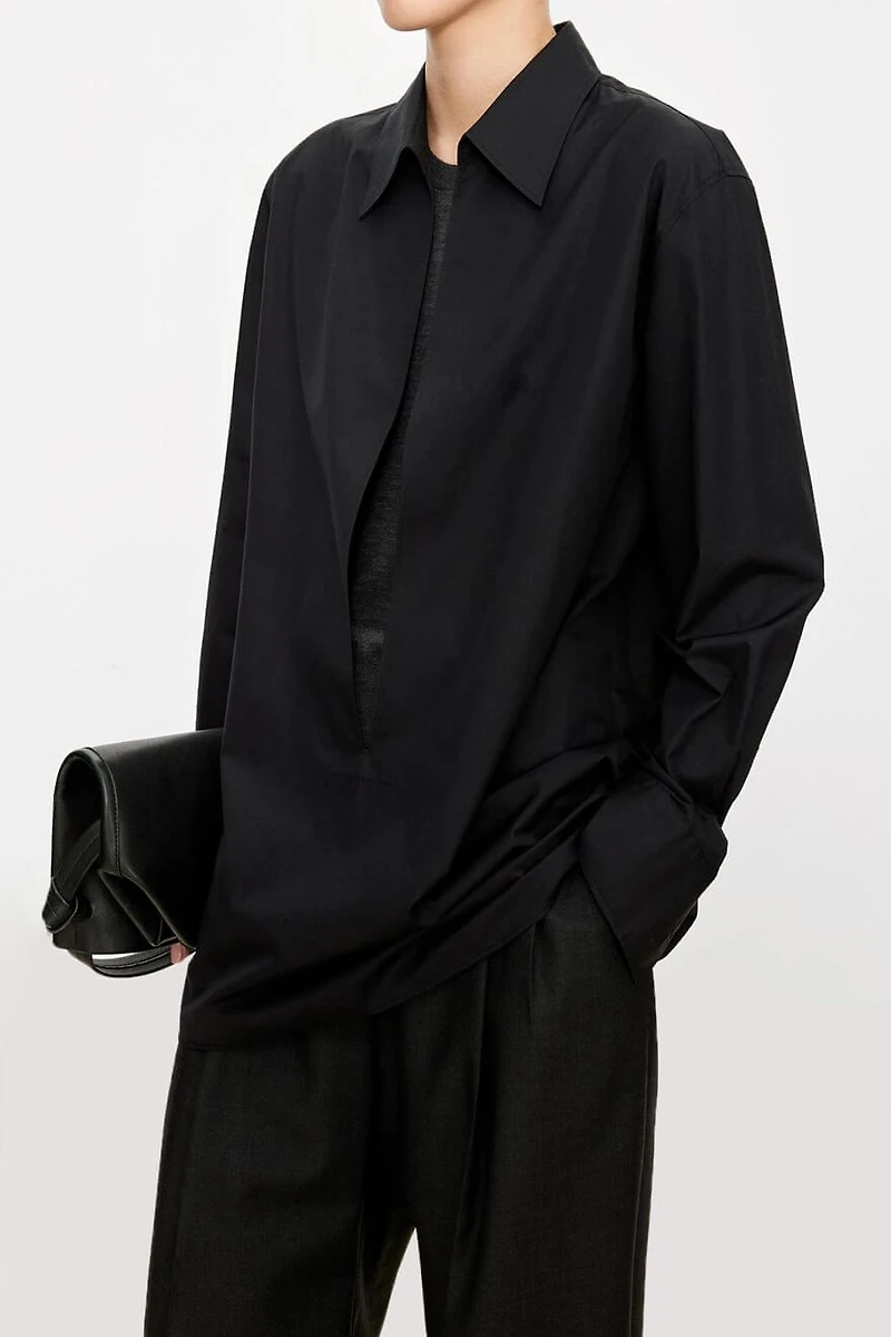 SUPIMA Cotton Poplin Deep V-Neck Shirt