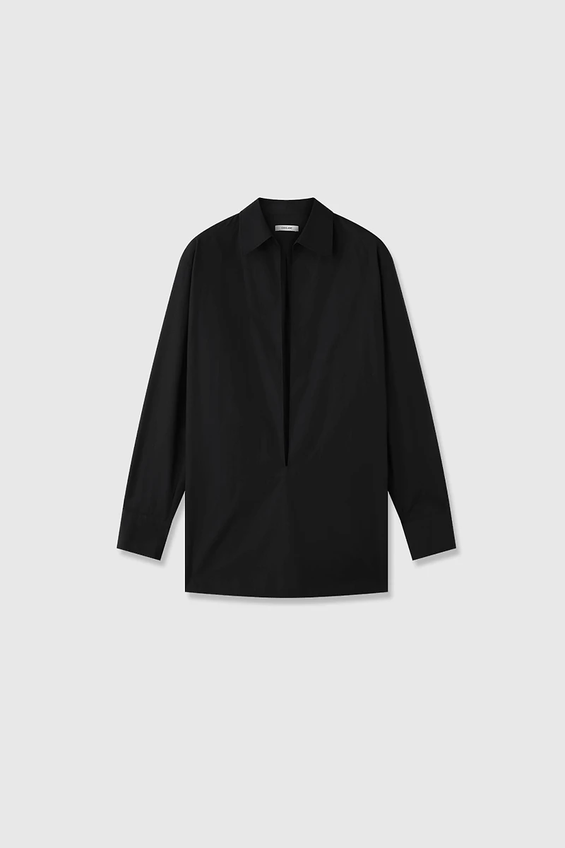 SUPIMA Cotton Poplin Deep V-Neck Shirt