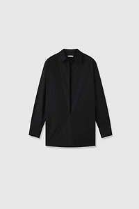 SUPIMA Cotton Poplin Deep V-Neck Shirt