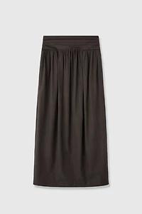 SUPIMA Cotton Paneled Wide Waistband Pleated Skirt
