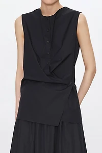SUPIMA Cotton Sleeveless Draped-Collar Shirt