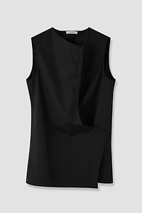 SUPIMA Cotton Sleeveless Draped-Collar Shirt