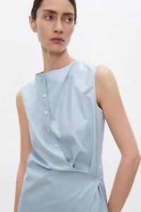 SUPIMA Cotton Sleeveless Draped-Collar Shirt